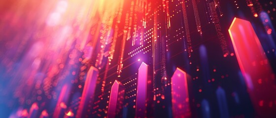 Aufkleber - Abstract digital background with vibrant geometric shapes and glowing lights, perfect for technology and futuristic design concepts.