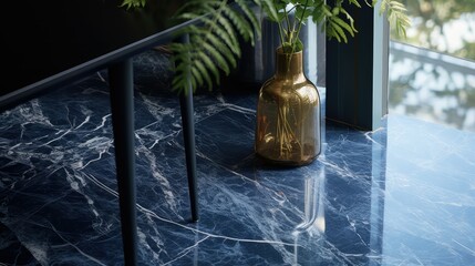 Wall Mural - veins dark blue marble