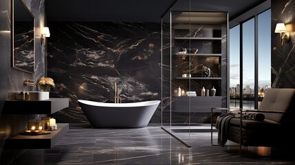 Sticker - flooring dark marble texture