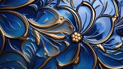 Poster - details blue gold pattern