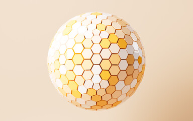 Poster - Hexagonal abstract sphere, 3d rendering.