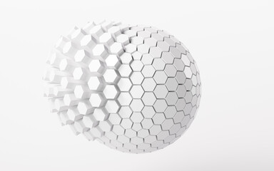 Poster - White abstract sphere, 3d rendering.