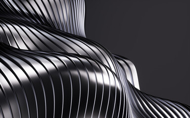 Poster - Black abstract curve background, 3d rendering.