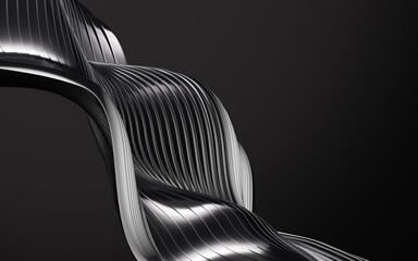 Poster - Black abstract curve background, 3d rendering.