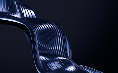 Poster - Blue abstract curve background, 3d rendering.
