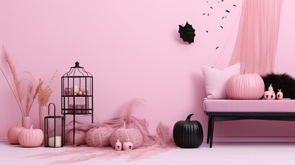 Sticker - modern pink halloween background