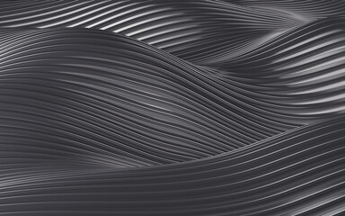 Poster - Black abstract curve background, 3d rendering.