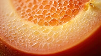 Canvas Print - macro half peach fruit