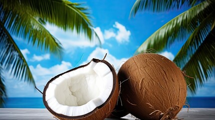 Wall Mural - vibrant cut coconut background