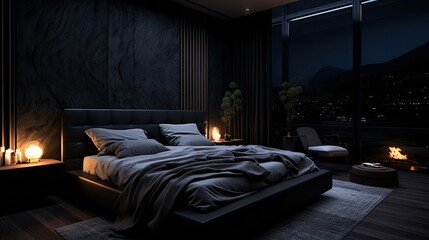 Poster - bedroom dark home interior