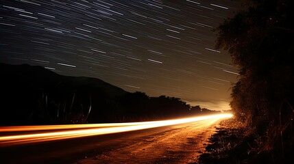 Wall Mural - trails blurry lights