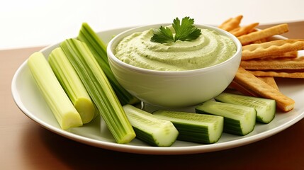 Canvas Print - hummus green celery fresh