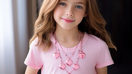 Canvas Print - necklace hearts pink