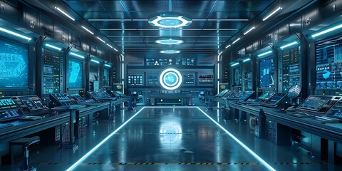 Aufkleber - High-tech lab with interactive data analysis displays