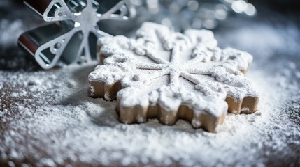 Wall Mural - baking snowflakes silver