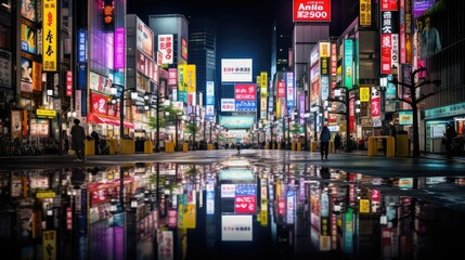 Poster - crossing lights neon tokyo