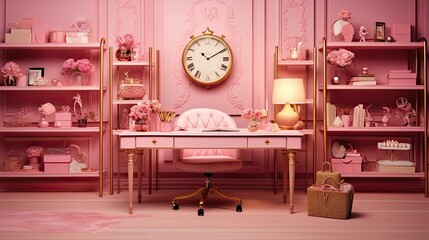 Poster - decorative desk pink