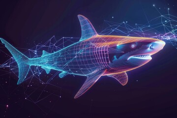 Vibrant colors and high resolution enhance the visual impact of the digital shark