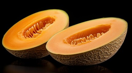 Canvas Print - sliced isolated melon cantaloupe