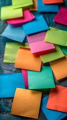 Poster - vibrant workspace with colorful sticky notes for creative brainstorming