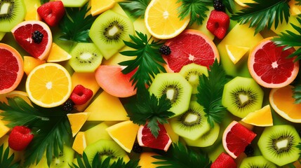 Wall Mural - kiwi tropical watermelon background