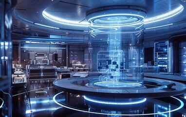 Aufkleber - Advanced lab with holographic data visualization technology