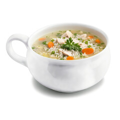 Wall Mural - Chicken and rice soup a comforting broth with tender chicken long grain rice and diced