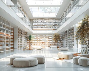 Poster - Cutting Edge Library with High Tech Book Retrieval and Cozy Reading Spaces for Modern Learning and Research