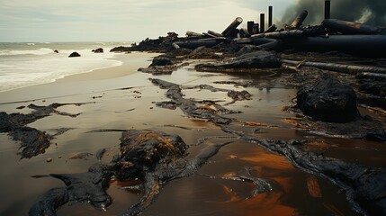 Canvas Print - spill crude oil