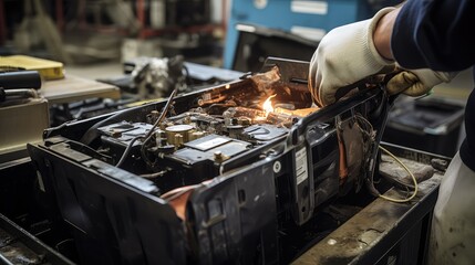 Canvas Print - disassembly lead acid batteries