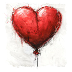 Wall Mural - Heart shaped watercolor balloon for Valentines day and Mothers day.