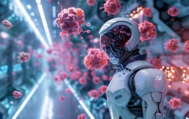 Aufkleber - Futuristic pharmaceutical lab equipped with advanced technology
