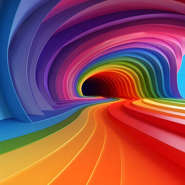 3D rainbow entrance style AI generated