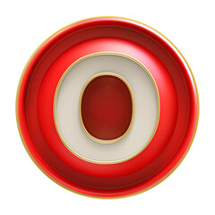 Poster - Button Red 3D Font Letter O uppercase
