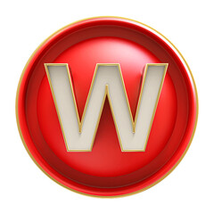 Poster - Button Red 3D Font Letter W uppercase