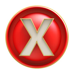 Poster - Button Red 3D Font Letter X uppercase
