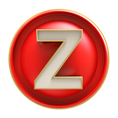 Poster - Button Red 3D Font Letter Z uppercase