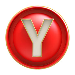 Poster - Button Red 3D Font Letter Y uppercase