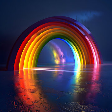 3D rainbow entrance style AI generated