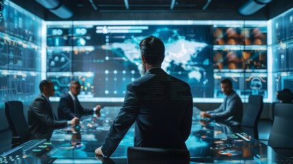 Poster - Corporate Leaders Discussing Future Strategies in Tech Enabled Boardroom