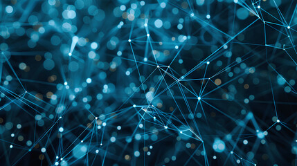 Poster - Abstract Network Connections with Blue-Toned Dots and Lines