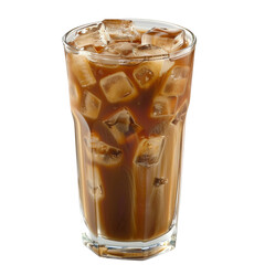 Iced coffee in a glass on a transparent background.