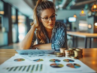 Poster - Focused Young Professional Analyzing Investment Opportunities on Tablet in Office Workspace