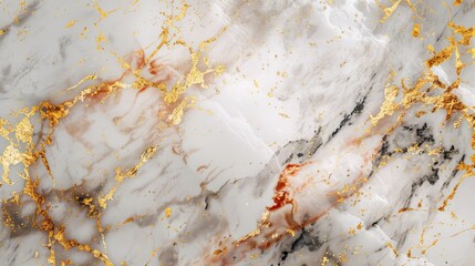 Poster - Luxurious marble surface adorned with gold accents, featuring a blank area for customizable text. Perfect for elegant presentations.