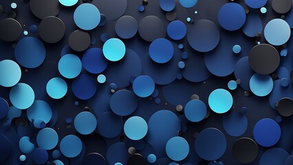Modern Art Geometry with Dark Blue and Black Gradient Background and Sparkly Dots in Vibrant Colors