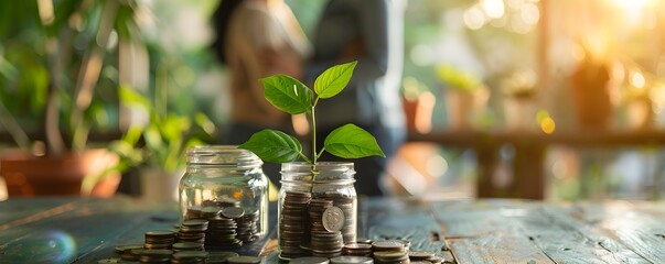 Wall Mural - Couple Discussing Sustainable Retirement Investment Planning Concept