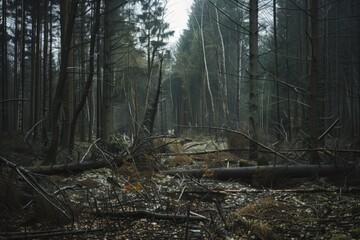 Sticker - a forest in the middle of a stormy day