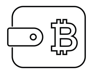 Poster - Bitcoin wallet line icon. crypto currency virtual wallet symbol for app, ui and website. vector illustration on transparent background.