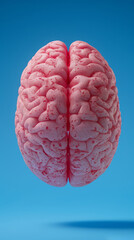 Poster - A pink brain floats against a blue background