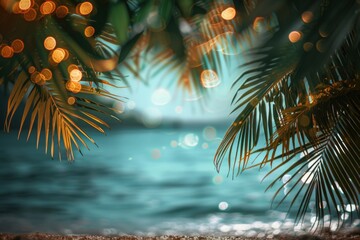 Blurry beach palm trees